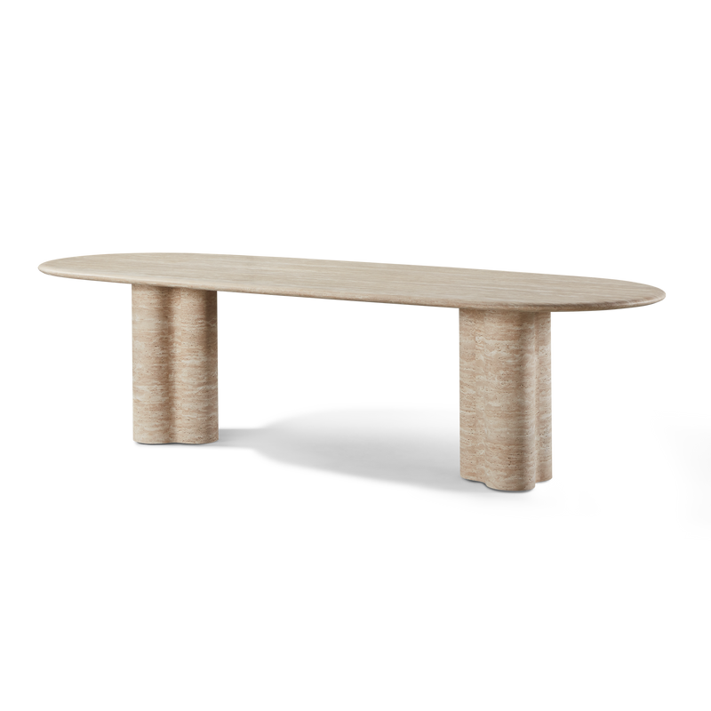 Porto Travertine Pill Dining Table 108"