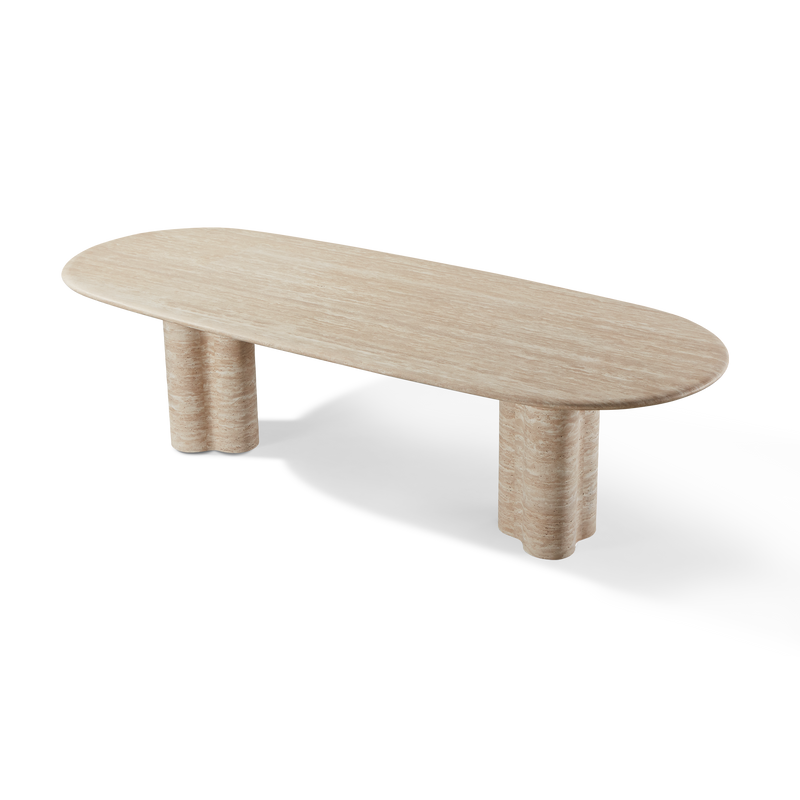 Porto Travertine Pill Dining Table 108"