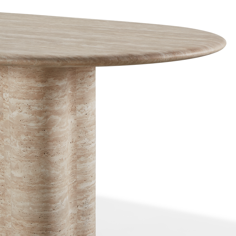 Porto Travertine Pill Dining Table 108"