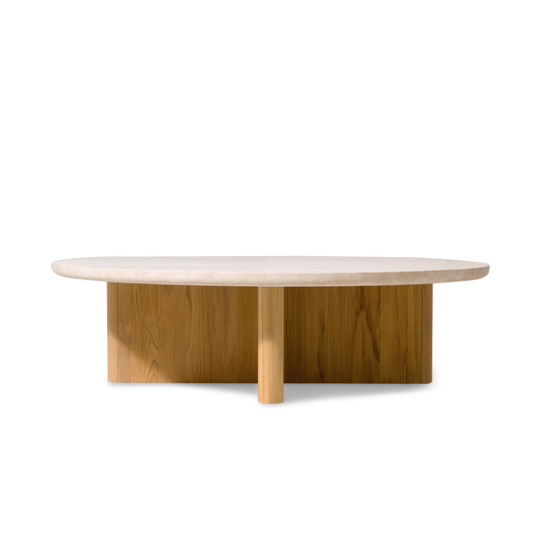 Victoria Teak Round Stone Coffee Table