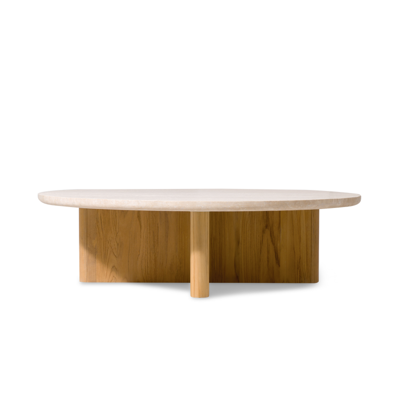 Victoria Teak Round Stone Coffee Table