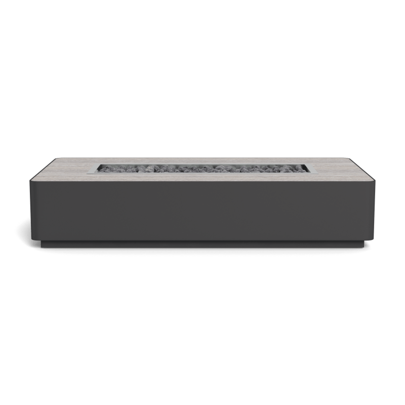 Antigua Rectangle Fire Table | Aluminum Asteroid, Travertine Dark Grey,