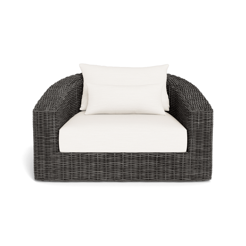 Barcelona Lounge Chair | Wicker Grey, Panama Blanco,