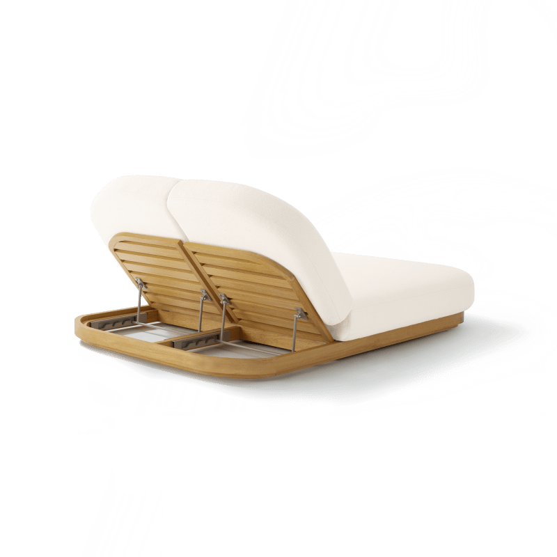 Como Double Sun Lounge | Sealed Teak Natural, Riviera Ivory,