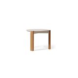 Cove Teak Round Side Table | Teak Natural, Travertine Cream,