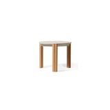 Cove Teak Round Side Table | Teak Natural, Travertine Cream,