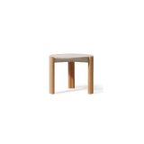 Cove Teak Round Side Table | Teak Natural, Travertine Cream,