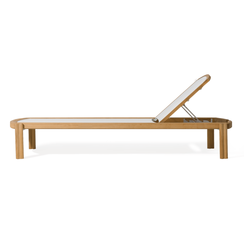 Cove Teak Stacking Sun Lounge | Teak Natural, Batyline White,