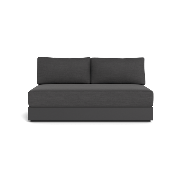Hayman Aluminum 2 Seat Armless Sofa | Aluminum Asteroid, Panama Blanco, Batyline Silver