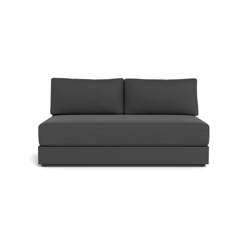 Hayman Aluminum 2 Seat Armless Sofa | Aluminum Asteroid, Panama Blanco, Batyline Silver