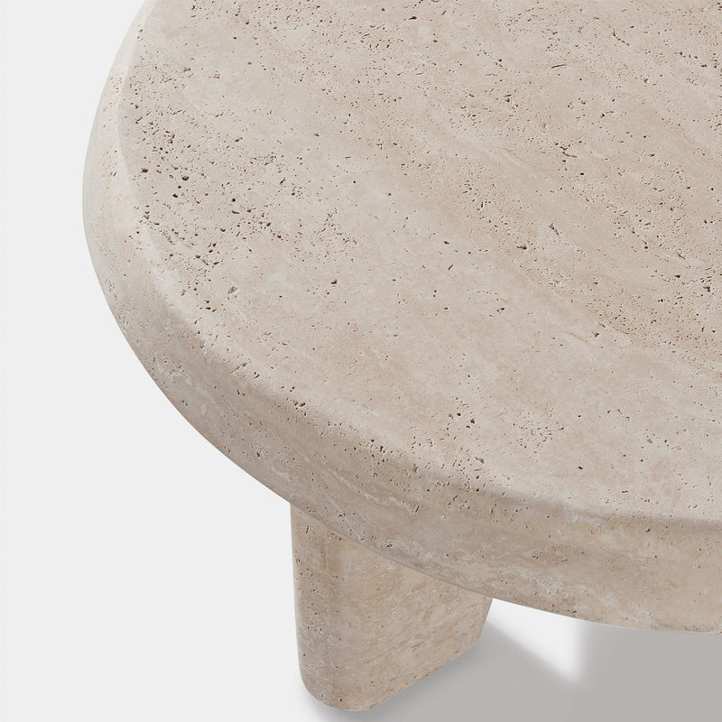 Lucca Round Coffee Table 33" | Travertine Natural, ,