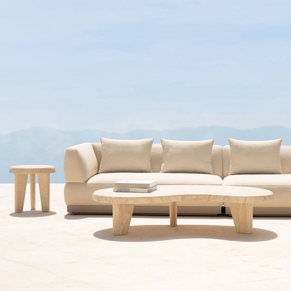 Lucca Round Side Table | Travertine Natural, ,