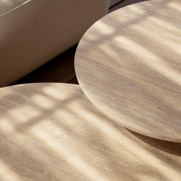 Maui Round Side Table | Travertine Natural, ,