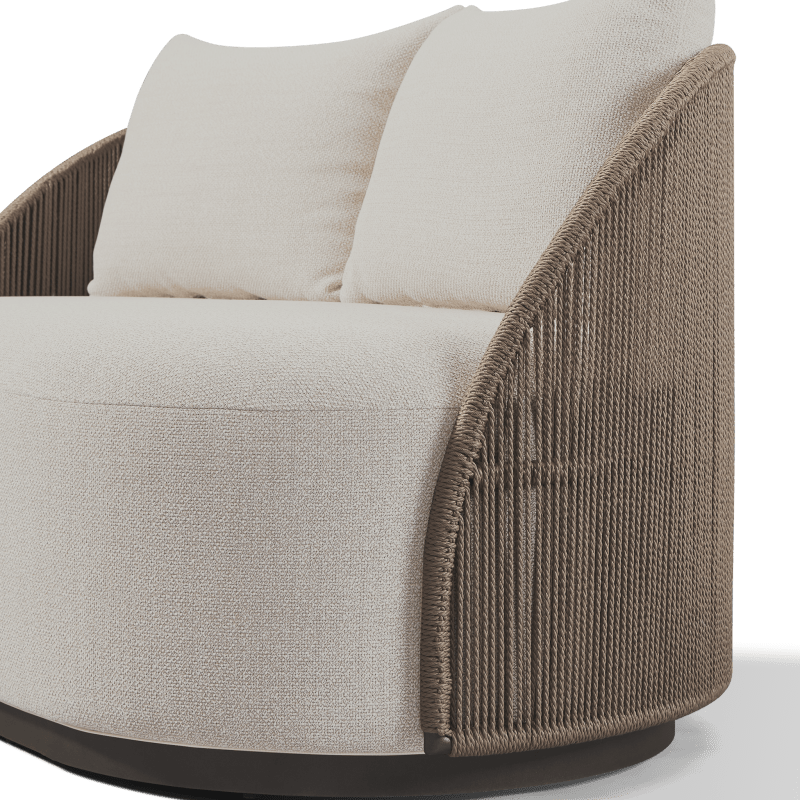 Milan 2 Seat Sofa | Aluminum Bronze, Siesta Taupe, Twisted Rope Dune