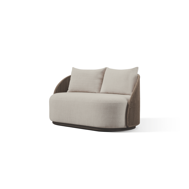 Milan 2 Seat Sofa | Aluminum Bronze, Siesta Taupe, Twisted Rope Dune