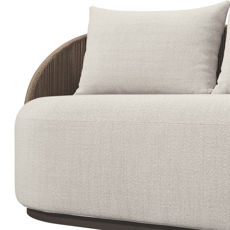Milan 2 Seat Sofa | Aluminum Bronze, Siesta Taupe, Twisted Rope Dune