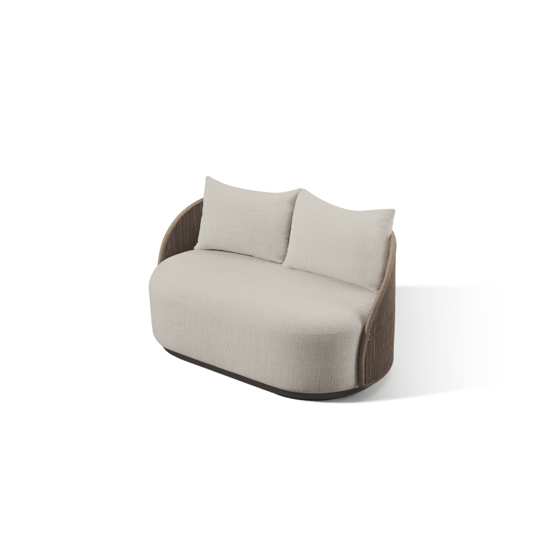 Milan 2 Seat Sofa | Aluminum Bronze, Siesta Taupe, Twisted Rope Dune