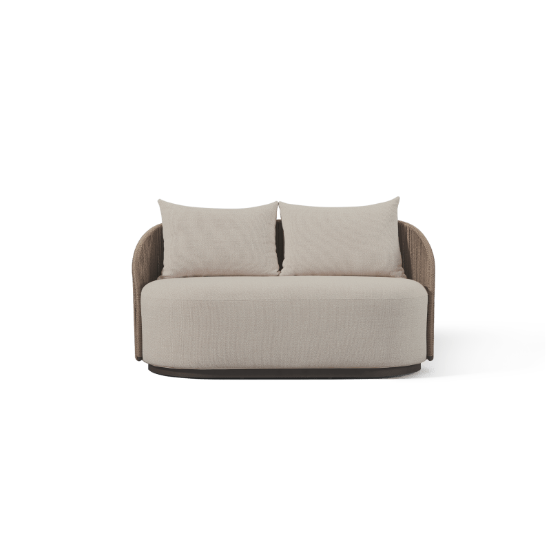 Milan 2 Seat Sofa | Aluminum Bronze, Siesta Taupe, Twisted Rope Dune