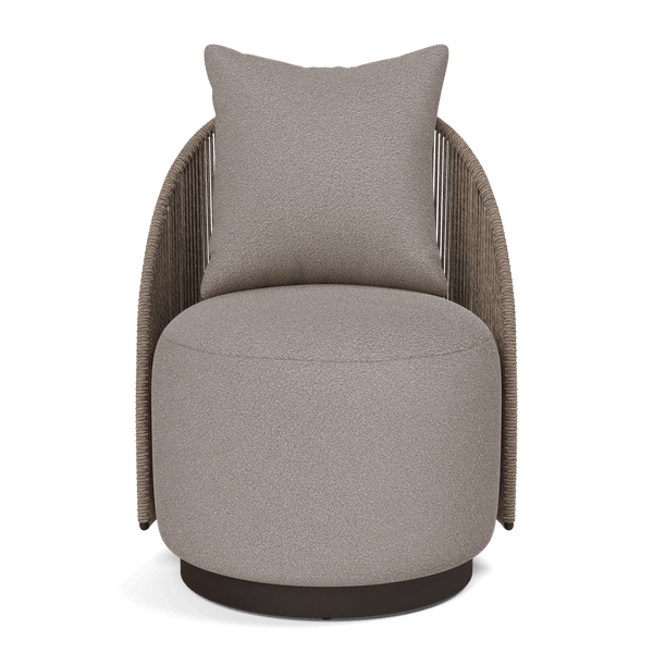 Milan Swivel Dining Chair | Aluminum Bronze, Riviera Stone, Twisted Rope Dune