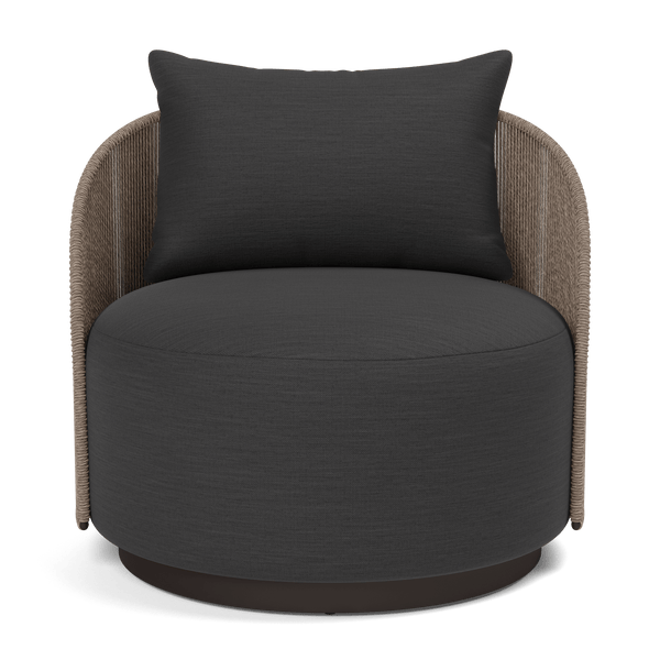 Milan Swivel Lounge Chair | Aluminum Bronze, Panama Grafito, Twisted Rope Dune