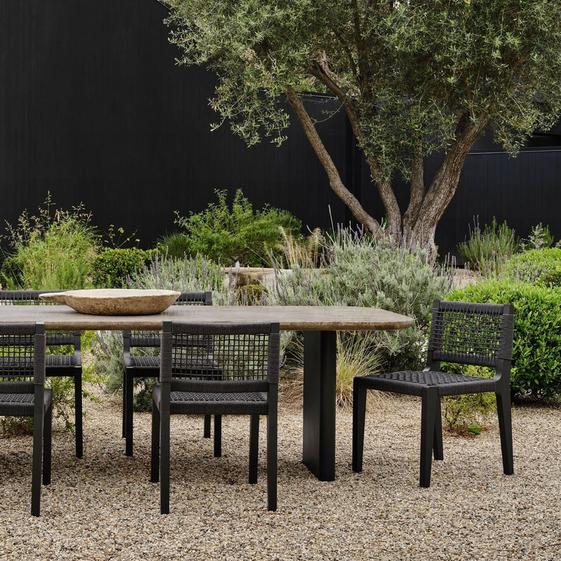MLB Aluminum Armless Dining Chair | Aluminum Asteroid, Rope Dark Grey,