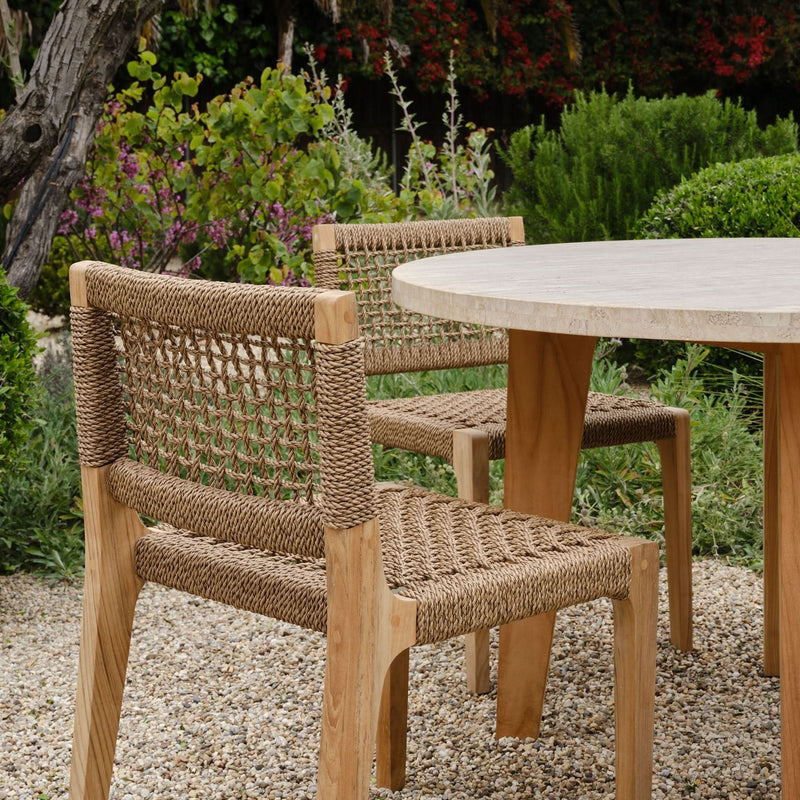 MLB Armless Dining Chair | Teak Natural, Twisted Resin Rope,