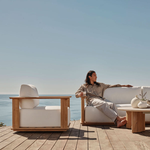 Newport Lounge Chair | Teak Natural, Panama Blanco, Batyline White