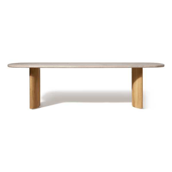 Newport Teak Dining Table 108" | Teak Natural, Travertine Cream,
