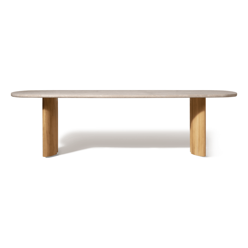 Newport Teak Dining Table 108" | Teak Natural, Travertine Cream,