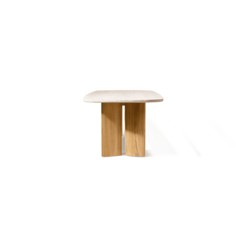 Newport Teak Dining Table 108" | Teak Natural, Travertine Cream,
