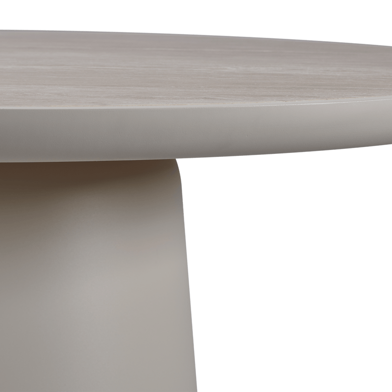 Nova Aluminum Round Dining Table 48" | Aluminum Bone Travertine Natural