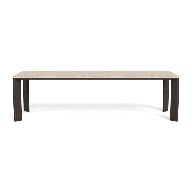 Palm Beach Aluminum Rectangle Dining Table | Aluminum Bronze, Travertine Natural,