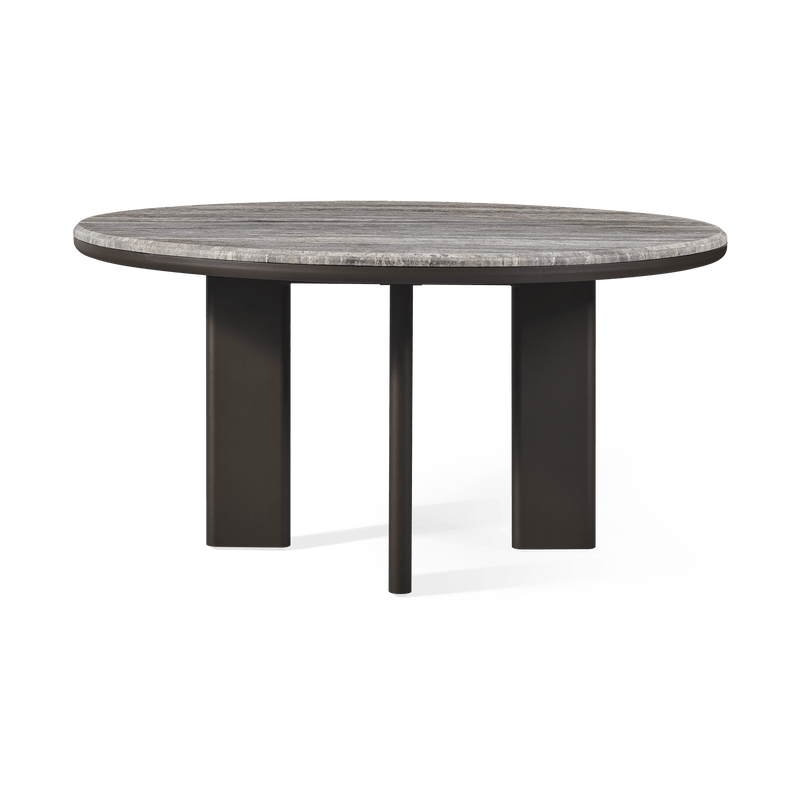 Palm Beach Aluminum Round Dining Table 60" | Aluminum Asteroid, Travertine Dark Grey,