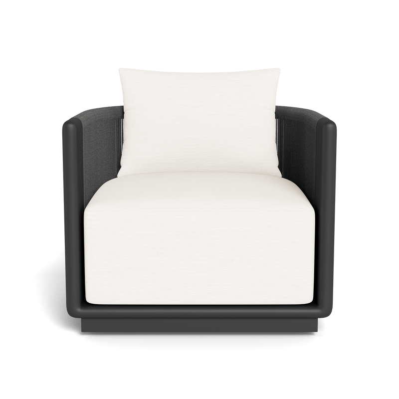 Palm Beach Aluminum Swivel Lounge Chair | Aluminum Asteroid, Panama Blanco, Rope Dark Grey