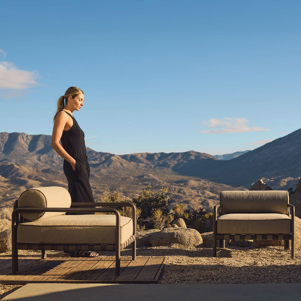 Parker Lounge Chair | Aluminum Bronze, Riviera Stone, Panama Coco