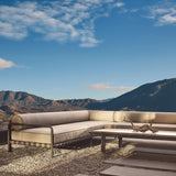 Parker Rectangle Coffee Table | Aluminum Bone, Travertine Dark Grey,