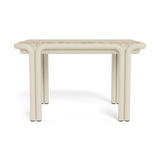 Parker Side Table | Aluminum Bone, Travertine Natural,