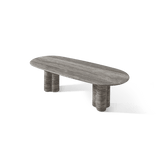 Porto Travertine Pill Dining Table 96" | Travertine Dark Grey, ,