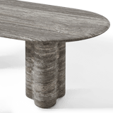 Porto Travertine Pill Dining Table 96" | Travertine Dark Grey, ,