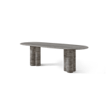 Porto Travertine Pill Dining Table 96" | Travertine Dark Grey, ,