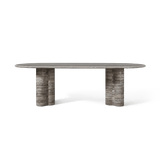 Porto Travertine Pill Dining Table 96" | Travertine Dark Grey, ,