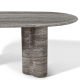 Porto Travertine Pill Dining Table 96" | Travertine Dark Grey, ,