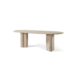Porto Travertine Pill Dining Table 96" | Travertine Natural, ,