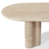 Porto Travertine Pill Dining Table 96" | Travertine Natural, ,