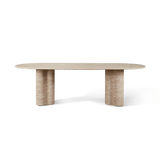 Porto Travertine Pill Dining Table 96" | Travertine Natural, ,
