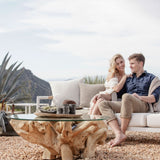 Pure Root Coffee Table 800 | Teak Natural, Glass Clear,