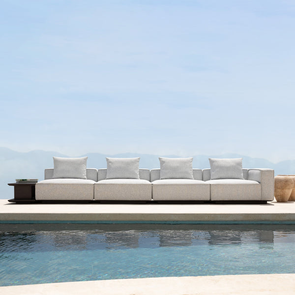 Santorini Outdoor Short Return Right | Aluminum Asteroid, Copacabana Sand,