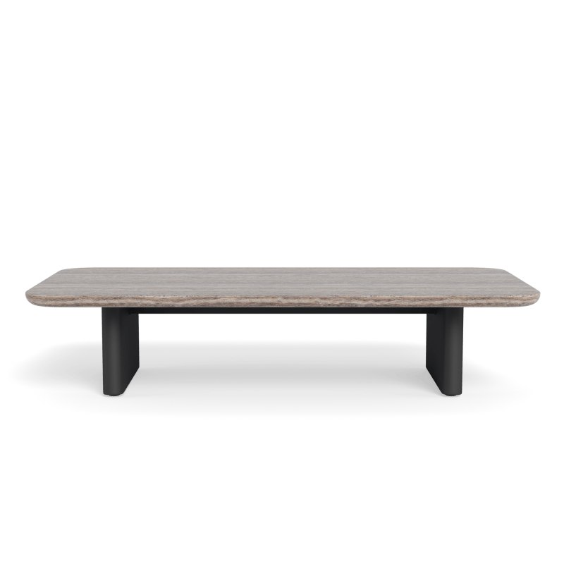 Victoria Aluminum Coffee Table | Aluminum Asteroid, Travertine Dark Grey,