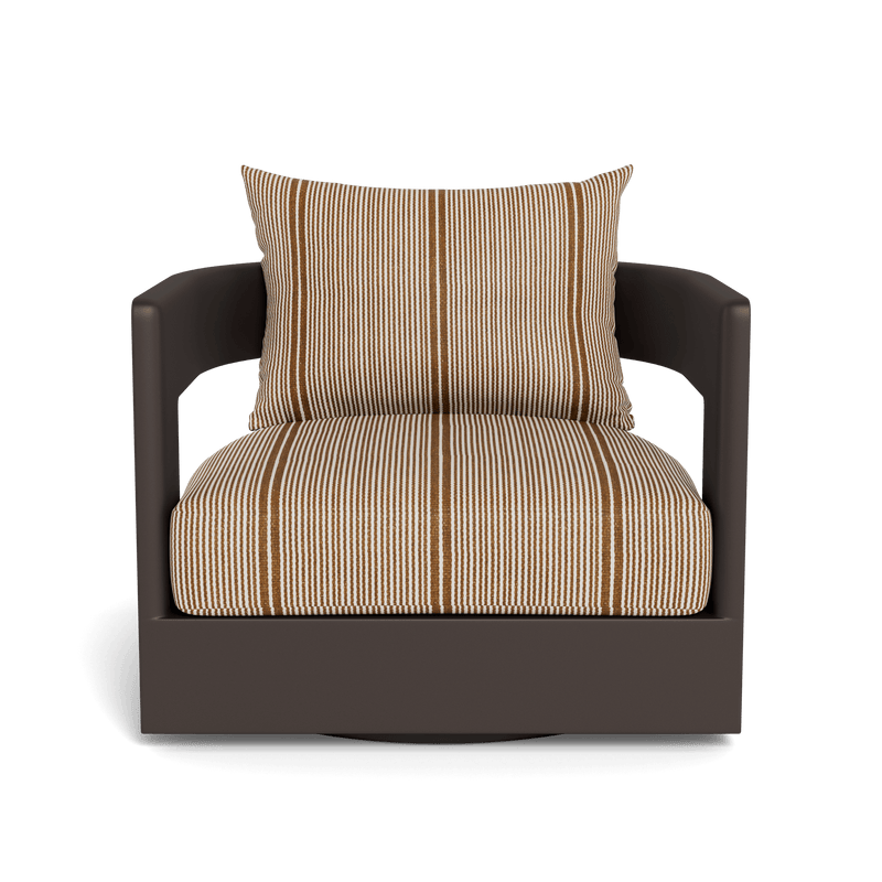 VICTORIA ALUMINUM Swivel Lounge Chair | Aluminum Bronze, Bateau Teak,