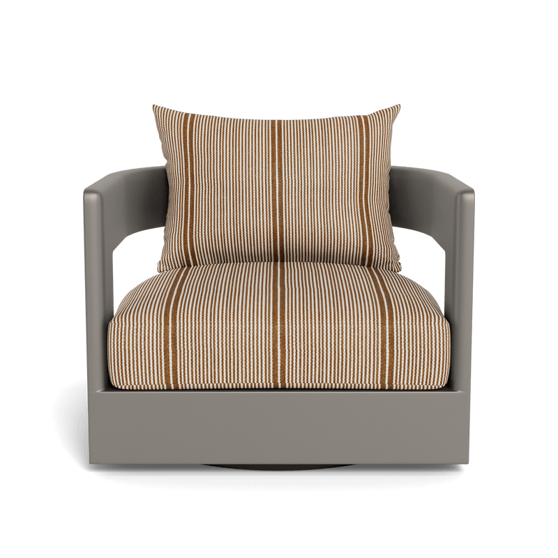 VICTORIA ALUMINUM Swivel Lounge Chair | Aluminum Taupe, Bateau Teak,